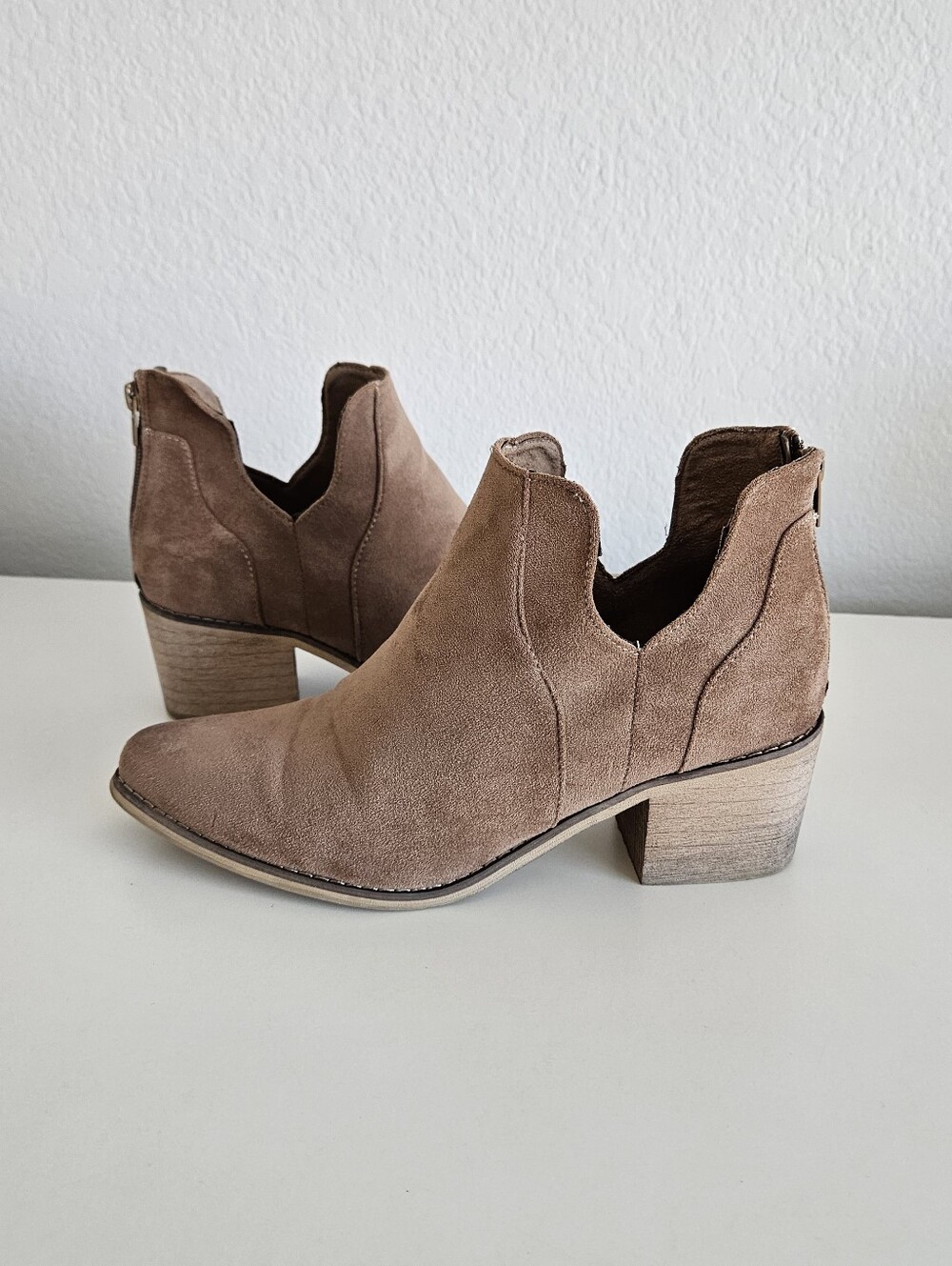Natural Reflections West Booties Womens 8.5 Ankle Boots Tan Brown Block Heel